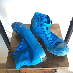 All Blue Converse High Tops